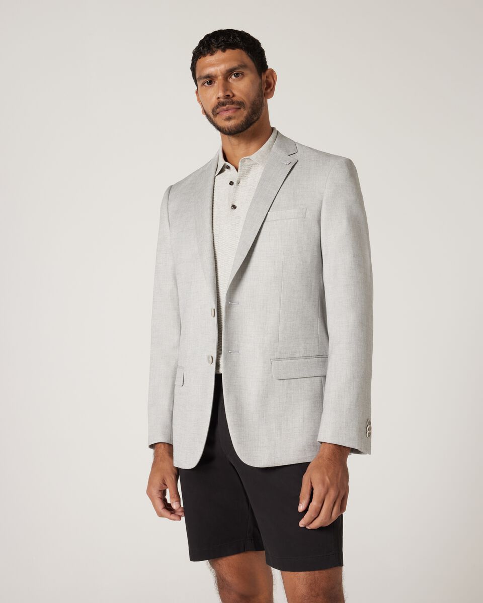 Slim Stretch Textured Tailored Jacket, Light Grey, hi-res